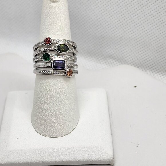 LAST ONE Brand New Sterling Silver 925 Multi Colors Gemstones Ring - Picture 3 of 5